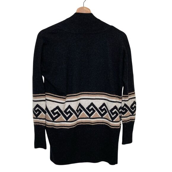 Talula Womens XXS Black Ivory Abstracy Tribal Knit Open Front Cardigan Waterfall - Picture 2 of 11